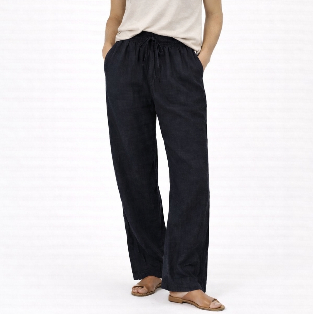 🔥Forever 21 Linen Blend Wide Leg Pants Blue Size Small